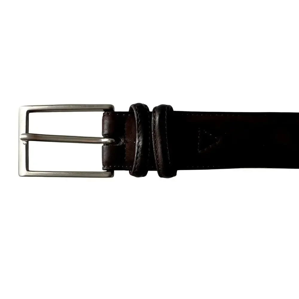 Torino Elite Italian Calf Leather Solid Brass Buckle Brown Belt 51001 Size 38